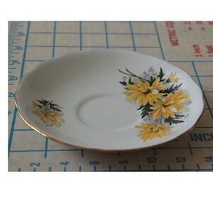 Royal Vale Bone China Tea Saucer Yellow Floral Gold Gilt England Ridgway B 07 9